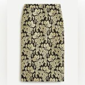 JCrew Collection Jacquard gold metallic patterned pencil skirt 4
